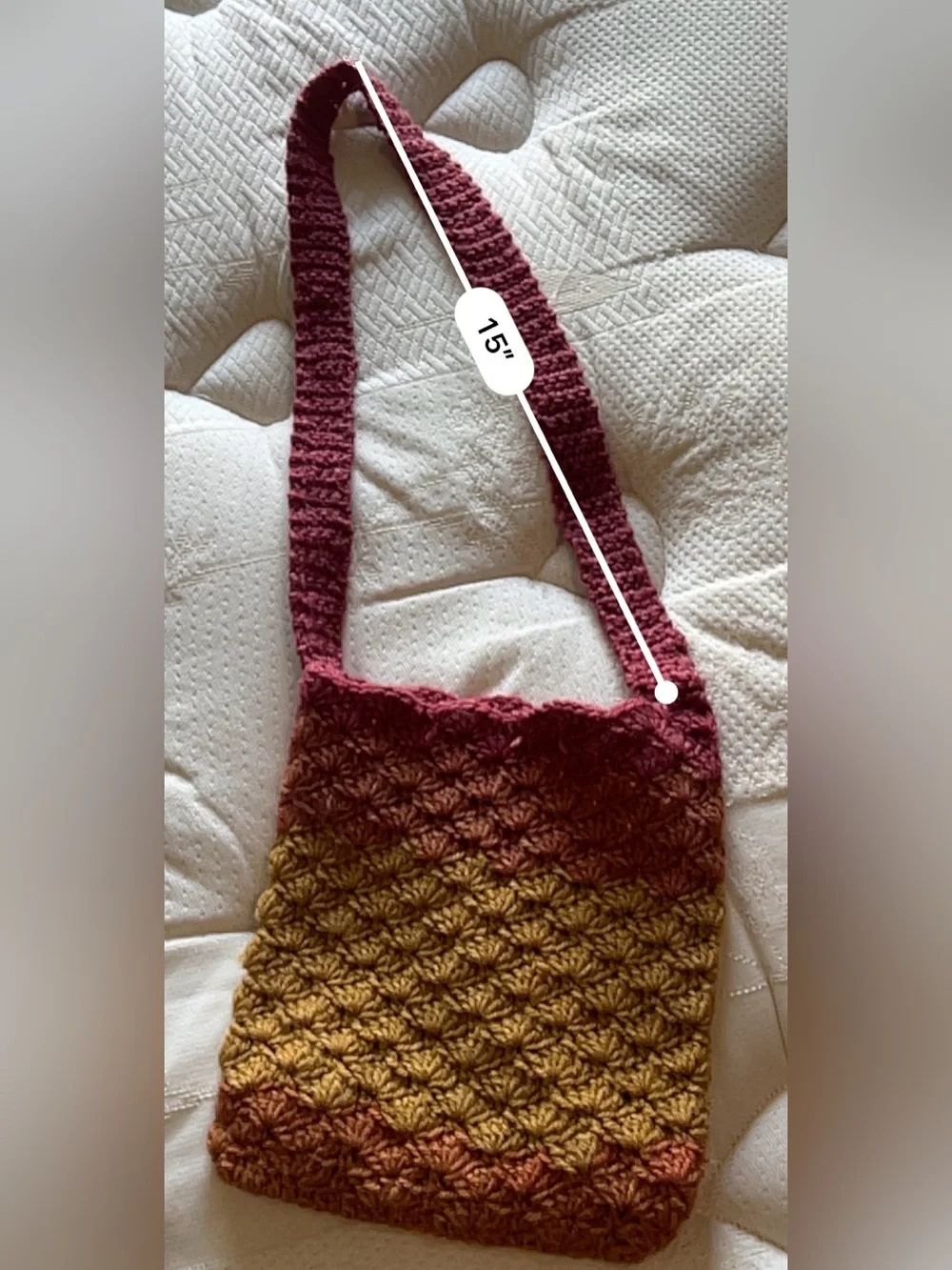 Handmade Kids Crochet Shoulder Crossbody Bag 7”x 8” Warm Hues
